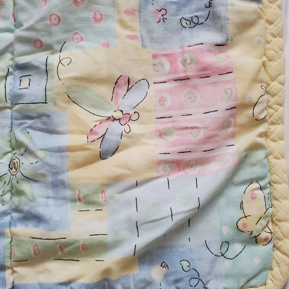 Vintage Lambs And Ivy Patchwork‎ Quilt Butterfly Ladybug Dragonfly Pastel Baby